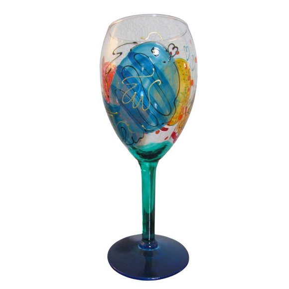 Set of 4 Hand Painted Wine Glasses - Picture 2 of 8